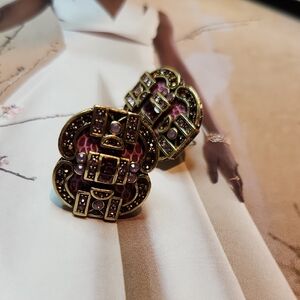 Heidi Daus Gold and Purple Statement Earrings